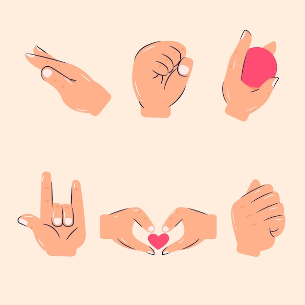 Free vector emoji hands element set