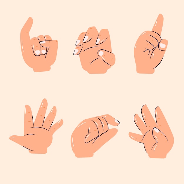 Free vector emoji hands element set