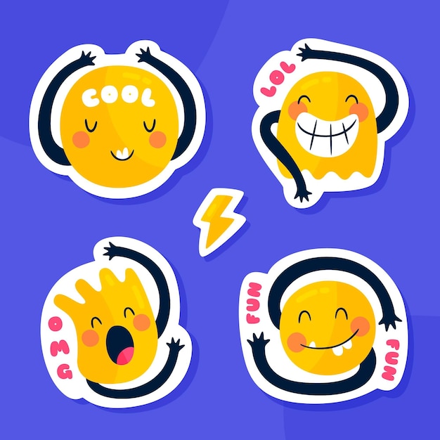 Free vector emoji illustration sticker collection