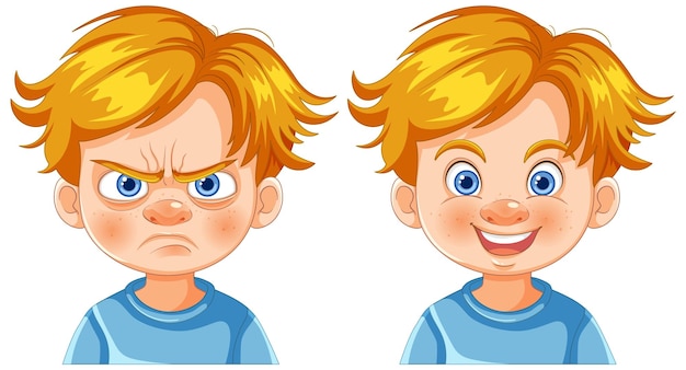 Free Vector emotions expressed angry and happy faces