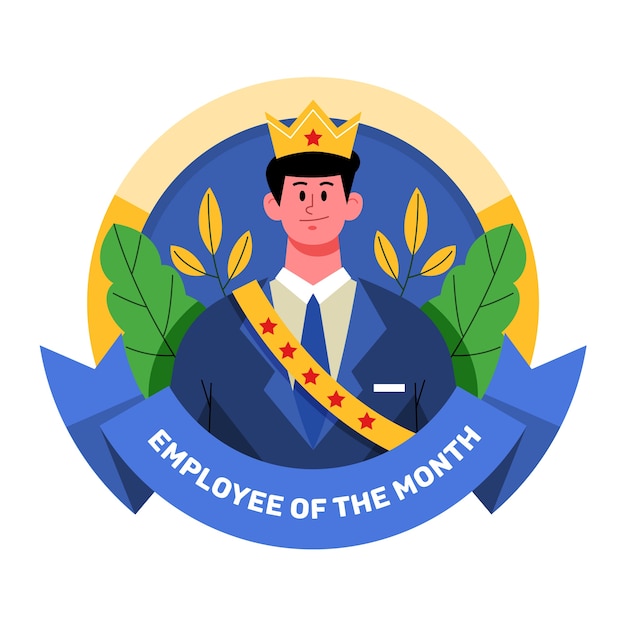 Free Vector employee of the month man with crown