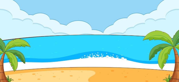 Free vector empty beach landscape scene with blank sky