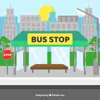 Free vector empty bus stop with flat design