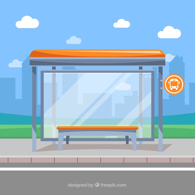 Empty bus stop with flat design