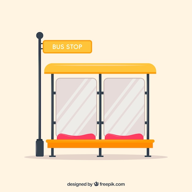 Empty bus stop with flat design