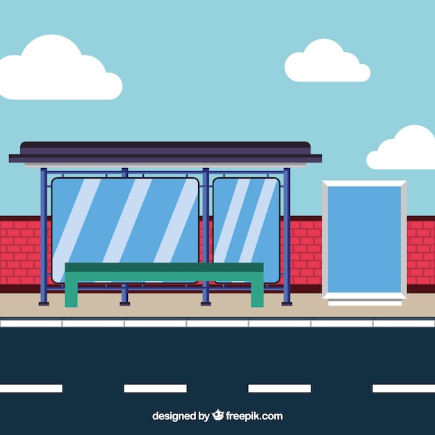 Empty bus stop with flat design