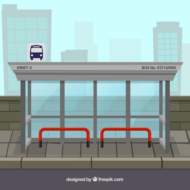 Free Vector empty bus stop with flat design