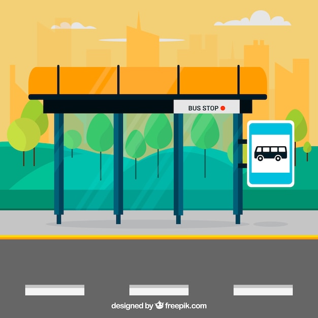 Empty bus stop with flat design