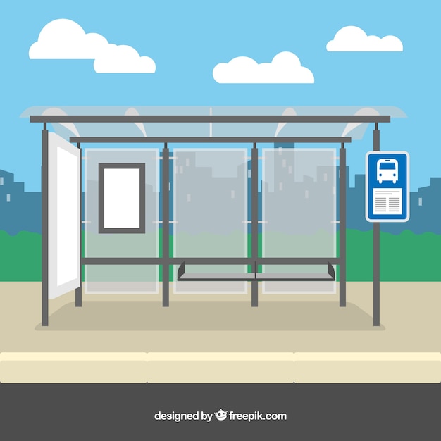 Free vector empty bus stop with flat design