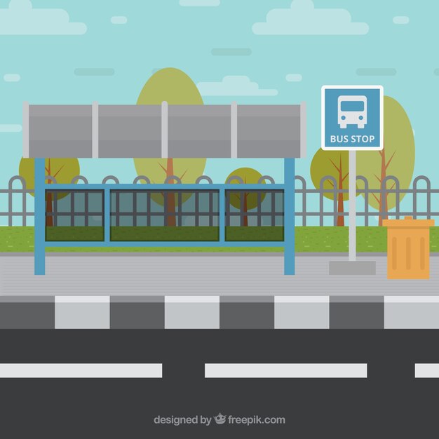 Free vector empty bus stop with flat design