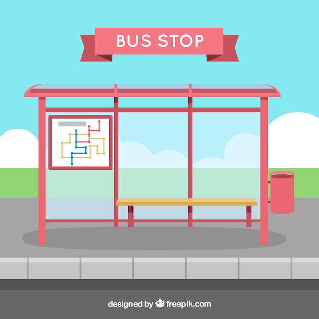 Empty bus stop with flat design