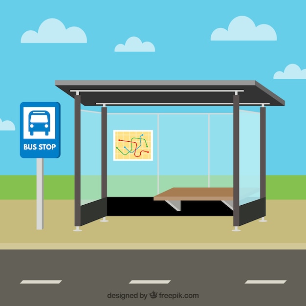 Empty bus stop with flat design