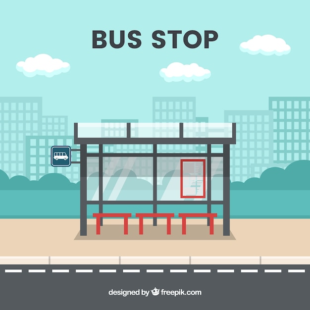 Free vector empty bus stop with flat design