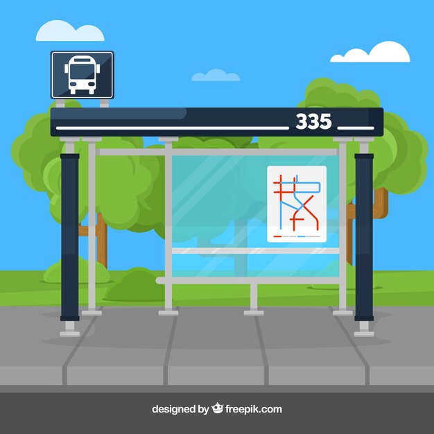 Empty bus stop with flat design