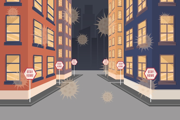 Free vector empty city coronavirus pandemic