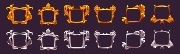 Empty gold and silver frames of game award labels