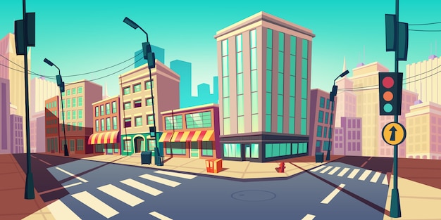 Free vector empty street with transport highway cartoon illustration