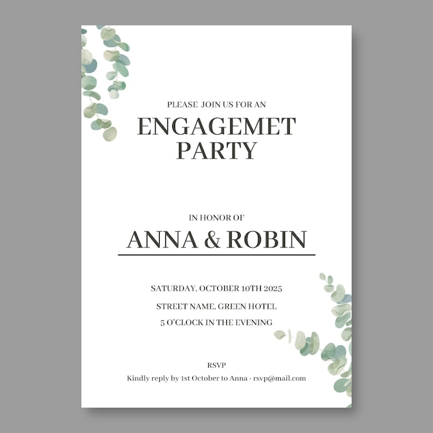 Free vector engagement invitation template design