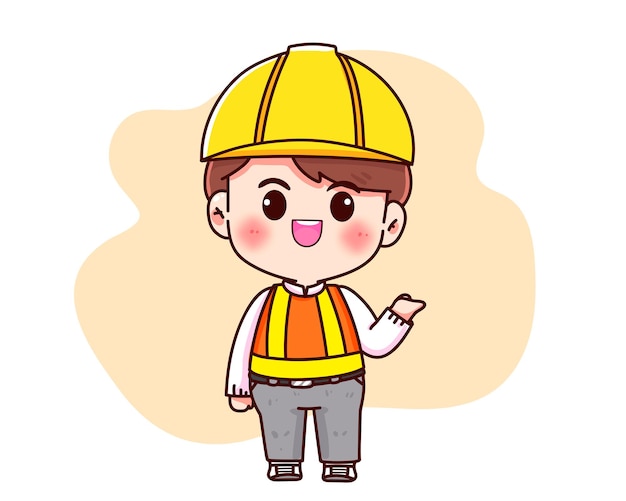 Free vector engineer construction builder work concept cartoon hand drawn cartoon art illustration