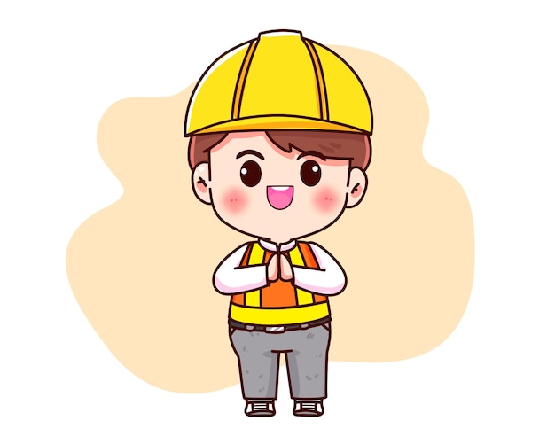 Free vector engineer construction concept cartoon hand drawn cartoon art illustration