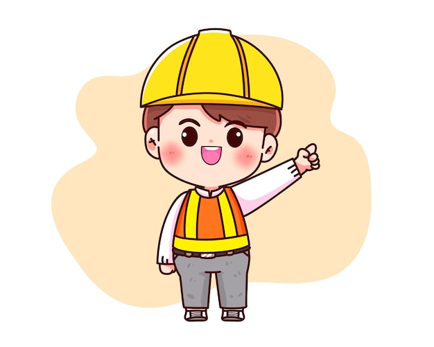 Free Vector engineer construction work concept cartoon hand drawn cartoon art illustration