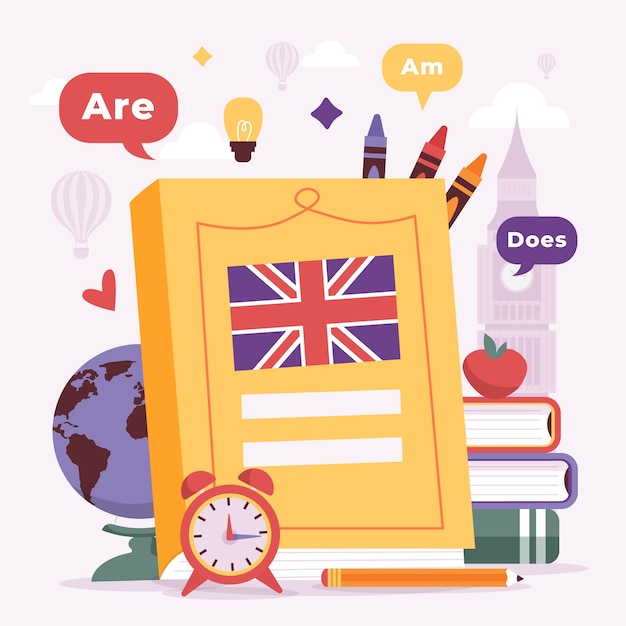 Free Vector english book illustration design