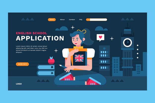 English school landing page design template