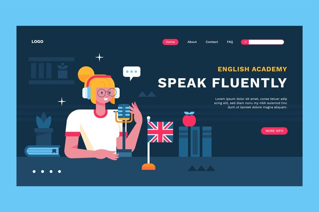 English school landing page design template