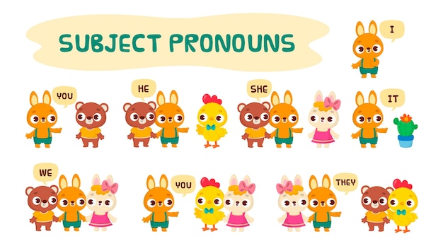 Free vector english subject pronouns