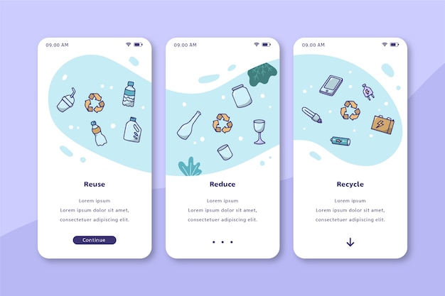 Free vector environment recycling mobile interface design