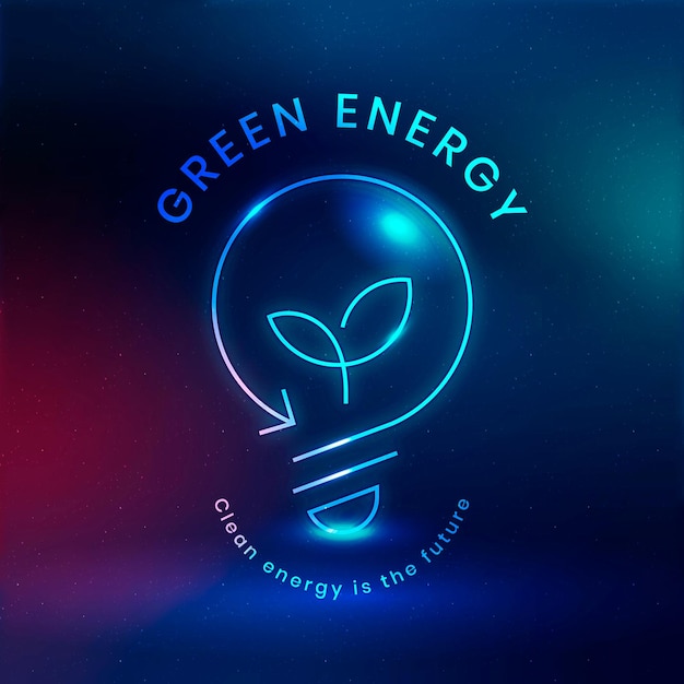 Environmental light bulb logo vector with green energy text