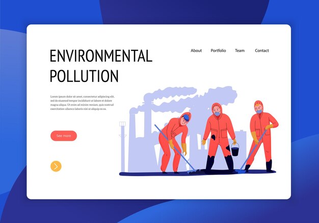 Environmental pollution concept landing page