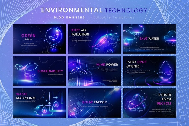 Free vector environmental technology banner template vector set