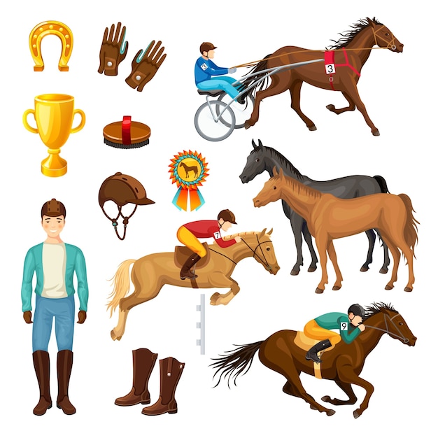 Free Vector equestrian cartoon elements collection