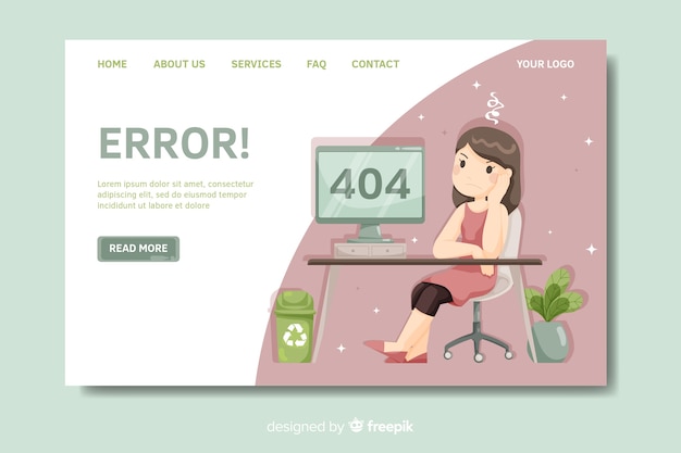 Free Vector error 404 landing page template