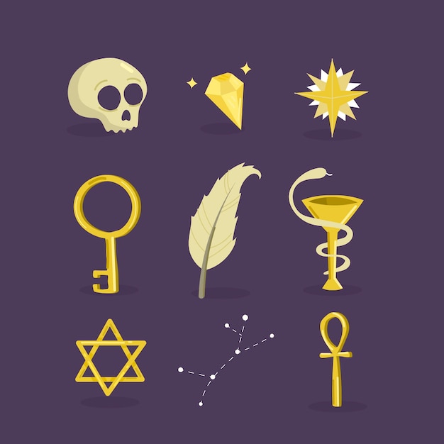 Free Vector esoteric elements illustration concept