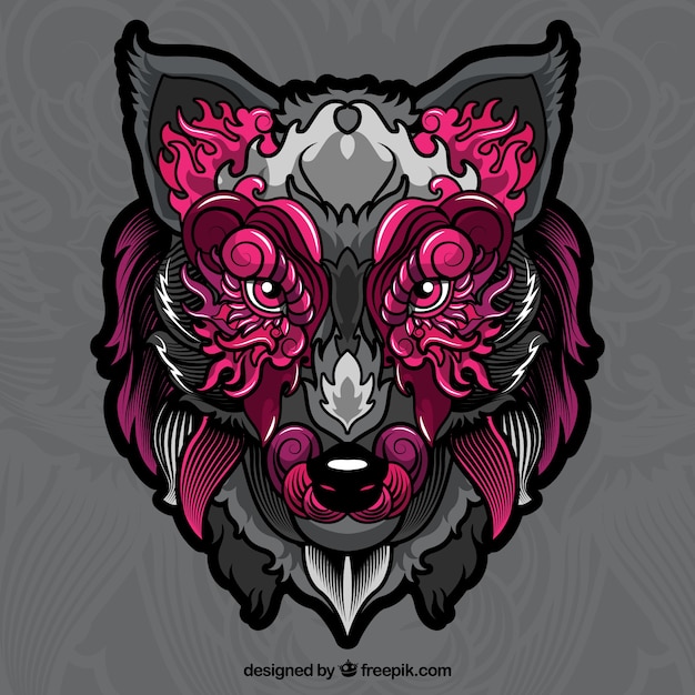 Free Vector ethnic wolf portrait