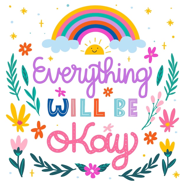 Free Vector everything will be ok lettering