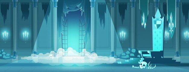 Evil king castle throne room cartoon