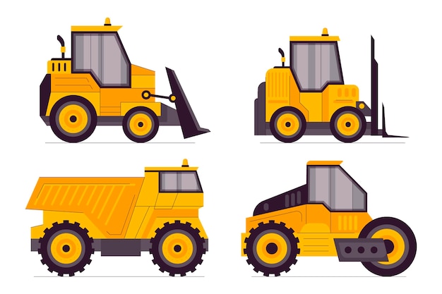 Free vector excavator collection elements concept