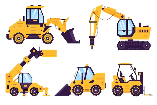 Free vector excavator illustrated design collection