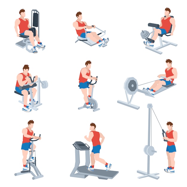 Free Vector exercise machines set