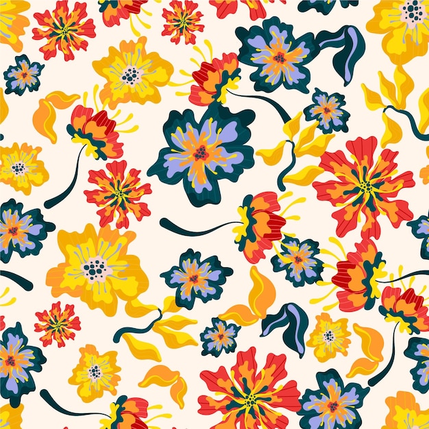 Free vector exotic pattern with flowers and leaves