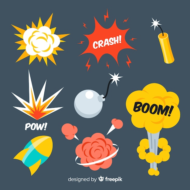 Free Vector  explosion effect collection cartoon design