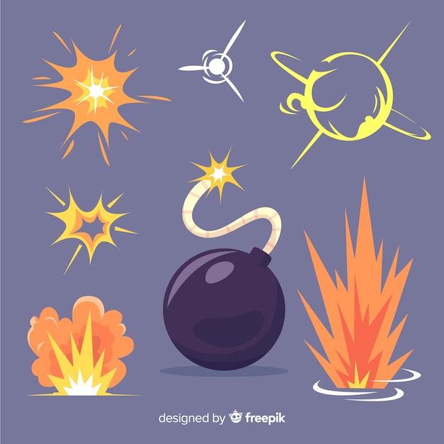 Free Vector  explosion effect collection cartoon design