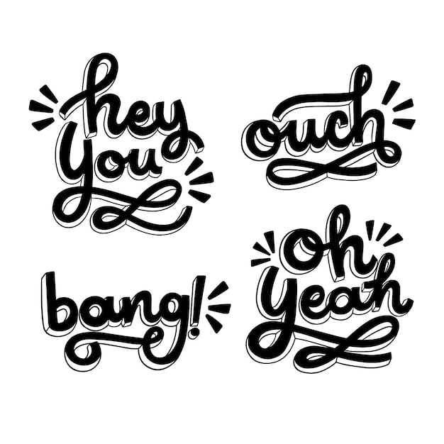 Free Vector expressions collection lettering