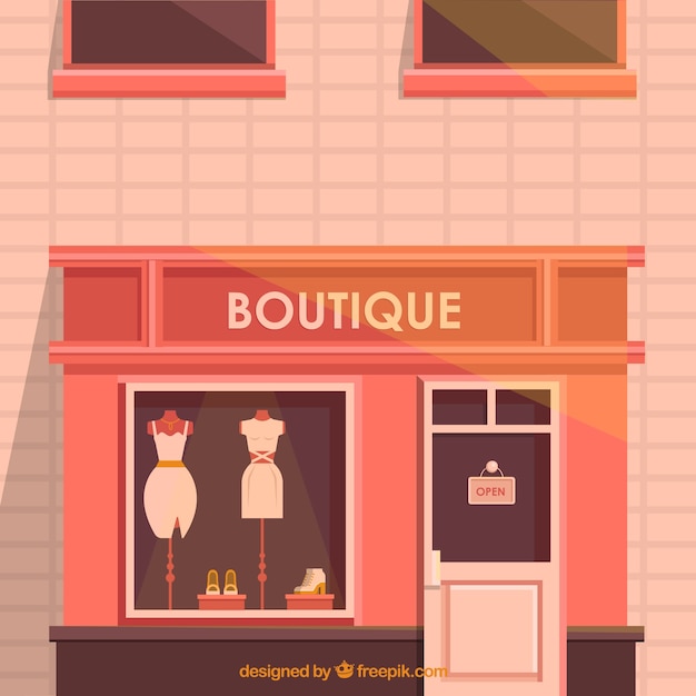 Free vector exterior of a boutique with warm colors