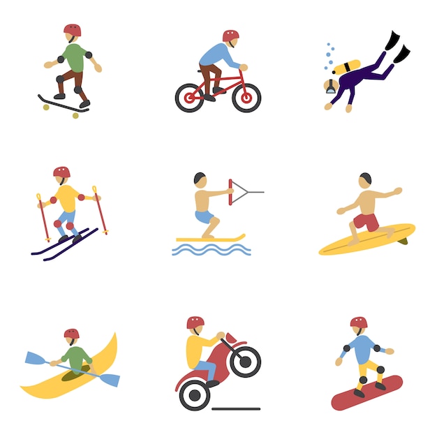 Free vector extreme sports characters set