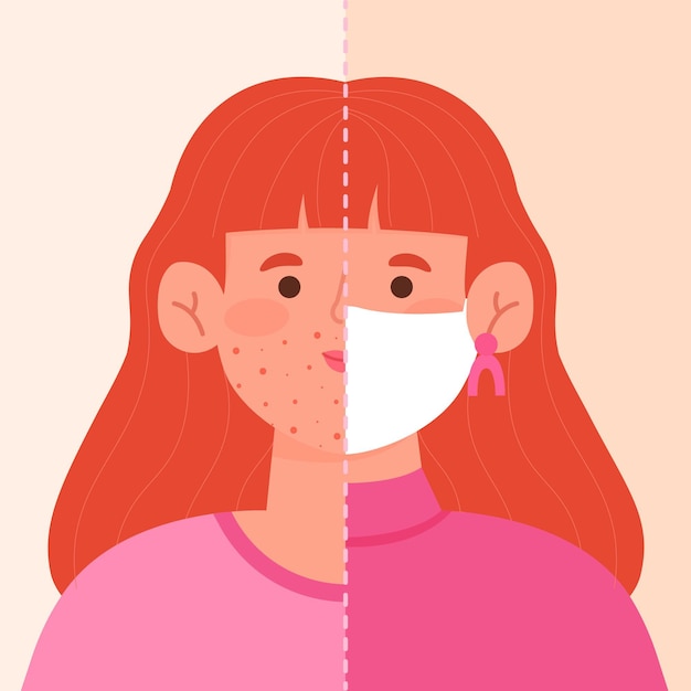 Free Vector face mask on and off illustration