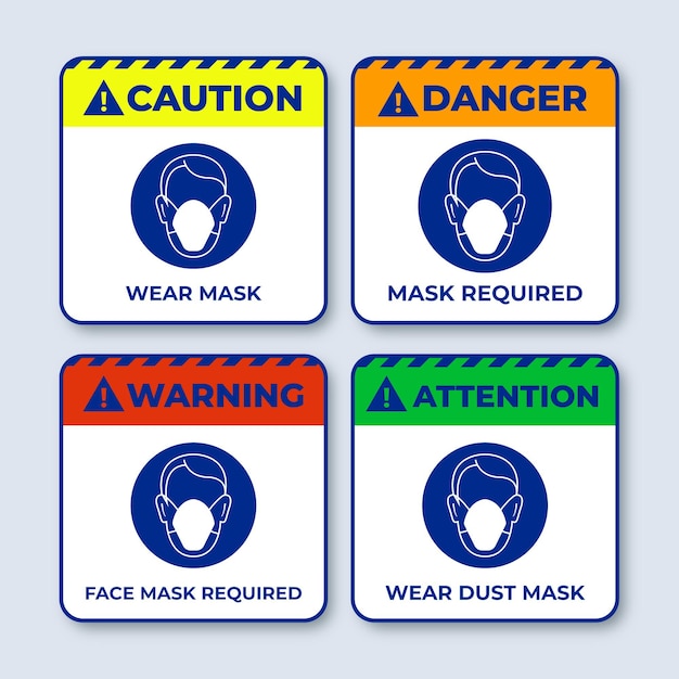 Free Vector face mask required sign pack